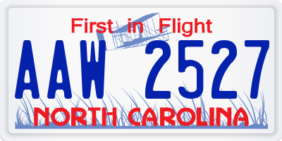 NC license plate AAW2527