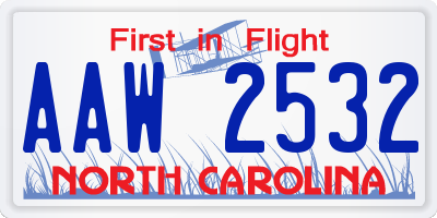 NC license plate AAW2532