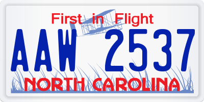 NC license plate AAW2537