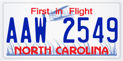 NC license plate AAW2549