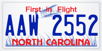 NC license plate AAW2552
