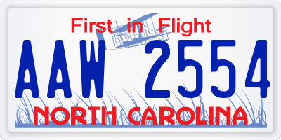 NC license plate AAW2554