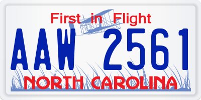 NC license plate AAW2561