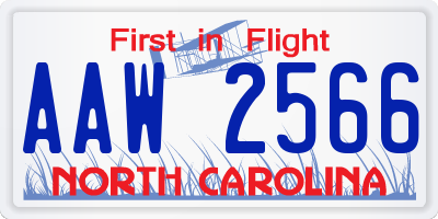 NC license plate AAW2566