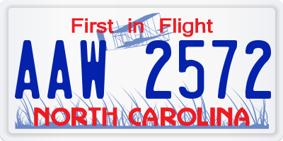 NC license plate AAW2572