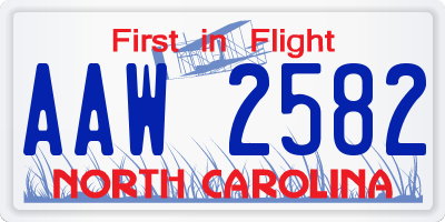 NC license plate AAW2582