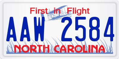 NC license plate AAW2584