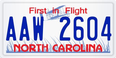 NC license plate AAW2604
