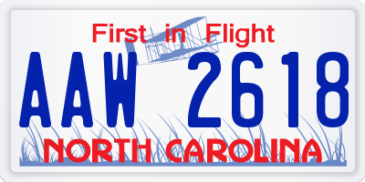 NC license plate AAW2618
