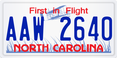 NC license plate AAW2640