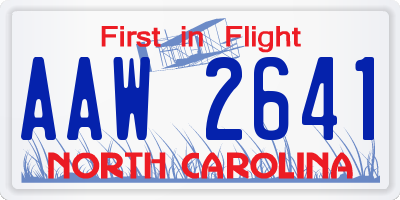 NC license plate AAW2641