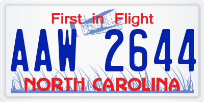 NC license plate AAW2644
