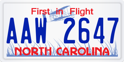 NC license plate AAW2647