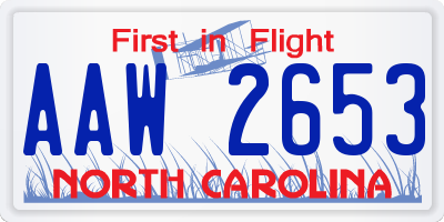 NC license plate AAW2653