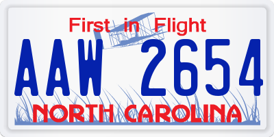 NC license plate AAW2654