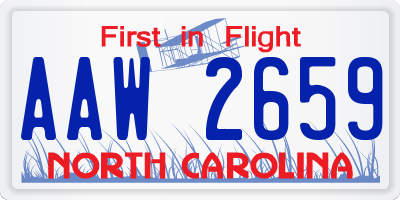 NC license plate AAW2659