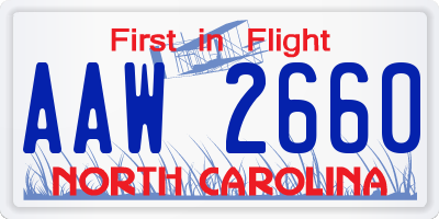 NC license plate AAW2660
