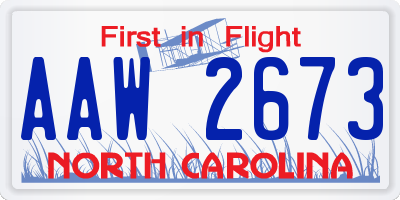 NC license plate AAW2673