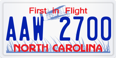 NC license plate AAW2700