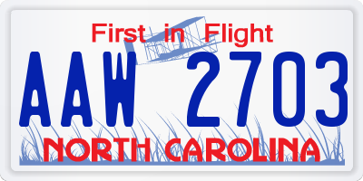 NC license plate AAW2703
