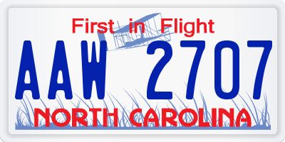NC license plate AAW2707