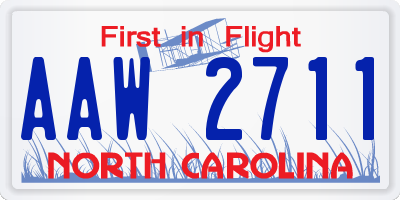 NC license plate AAW2711