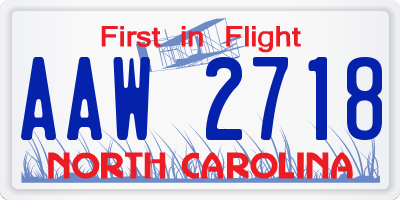 NC license plate AAW2718