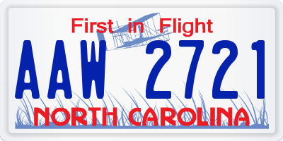 NC license plate AAW2721