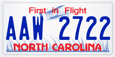 NC license plate AAW2722
