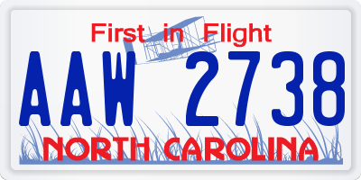 NC license plate AAW2738