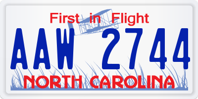 NC license plate AAW2744