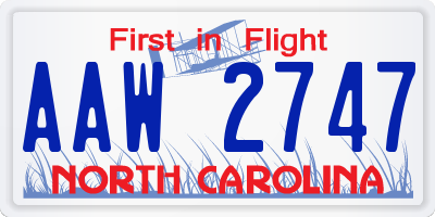 NC license plate AAW2747