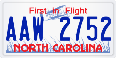 NC license plate AAW2752