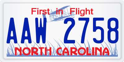 NC license plate AAW2758