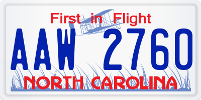 NC license plate AAW2760