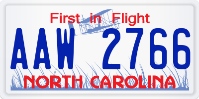 NC license plate AAW2766