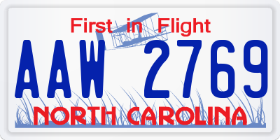 NC license plate AAW2769