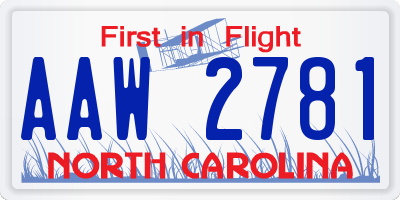 NC license plate AAW2781