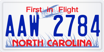 NC license plate AAW2784