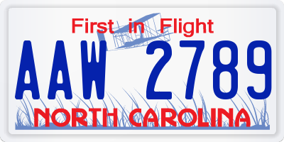 NC license plate AAW2789