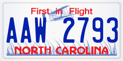NC license plate AAW2793