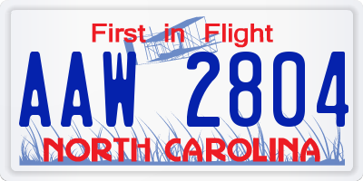 NC license plate AAW2804