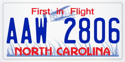 NC license plate AAW2806
