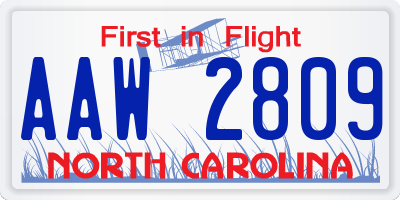 NC license plate AAW2809