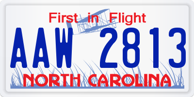 NC license plate AAW2813