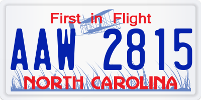 NC license plate AAW2815