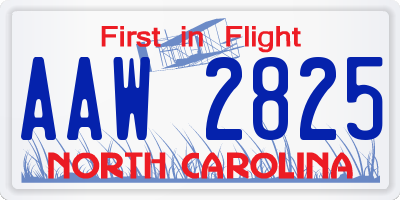 NC license plate AAW2825