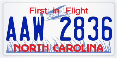 NC license plate AAW2836