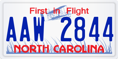 NC license plate AAW2844