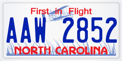 NC license plate AAW2852